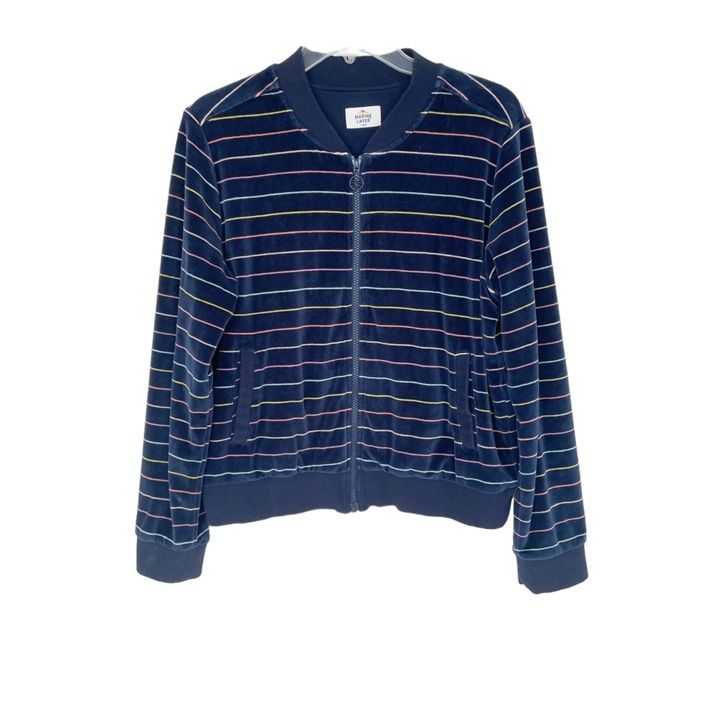 Marine Layer Auckland Bomber Jacket Velour Stripes